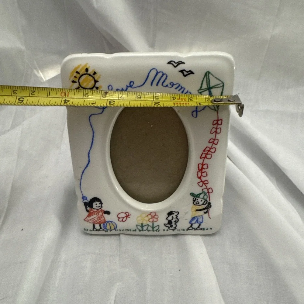Vintage I Love Mommy Ceramic Picture Photo Frame 1988 Colorful Crayons Draw